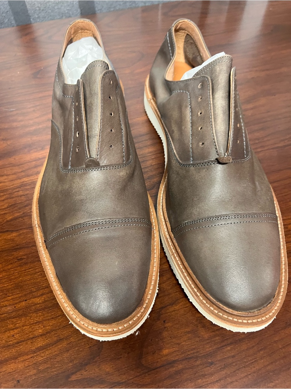 Frye Men's Dark Brown Cap-Toe Derbys with Tan Welt